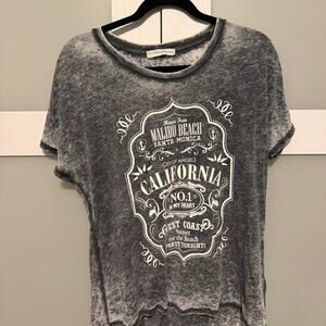 Yuni Los Angeles Womens Medium Gray Acid Wash California Graphic T Shirt